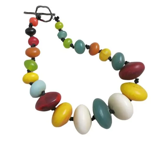 Best necklaces and pendants with gemstone clusters for a bold and colorful effect-African Inspired Trade Bead Statement Necklace Multi-colored Beads