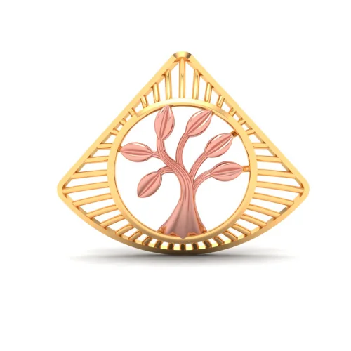 Necklaces and pendants with lotus flower designs for a spiritual, peaceful vibe-22k Unique Shaped Gold Pendant With A Yellow Gold Tree Inside From Online Exclusive