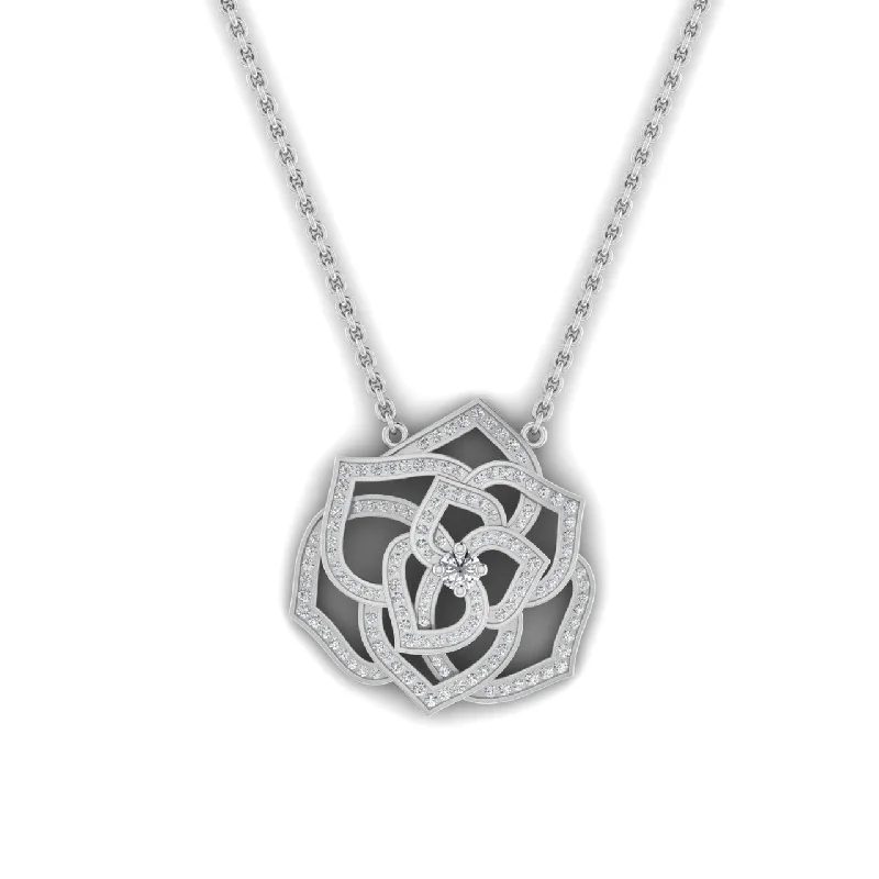 Beautiful necklaces and pendants with moonstone for an ethereal, mystical appearance-Maureen Floral Moissanite Necklace in 925 Sterling Silver