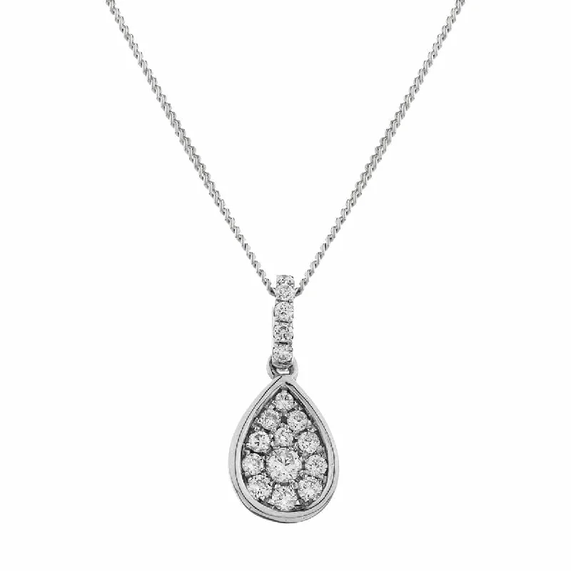 Layered necklaces and pendants for a trendy and fashionable stacked look-WHITE GOLD DIAMOND CLUSTER PENDANT