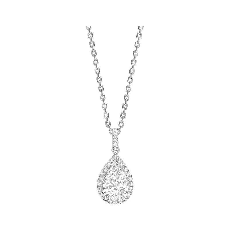 Best necklaces and pendants with butterfly wings for a delicate, graceful style-Pear Halo Diamond Pendant