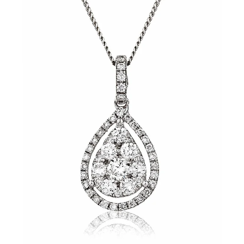 Necklaces and pendants with diamond pendants for a luxurious sparkling effect-Pear Shape Diamond Cluster Pendant with a Diamond Loop