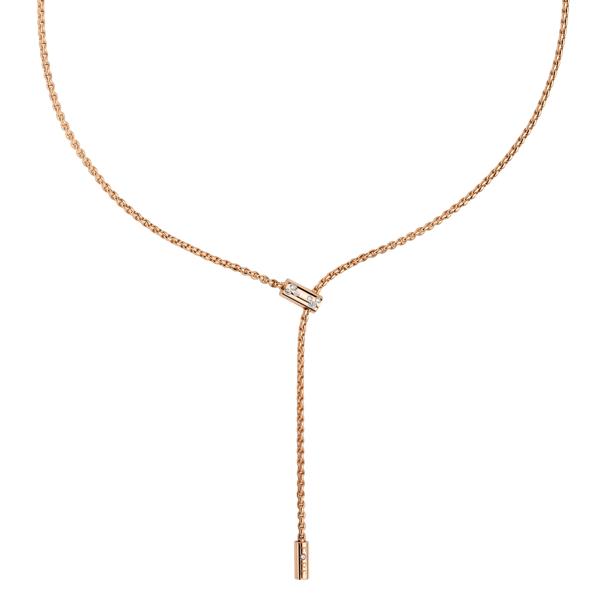 Beautiful necklaces and pendants with diamond-encrusted designs for maximum sparkle-Fope 18K Rose Gold Aria Collection Lariat Necklace with Diamonds, 16 inch