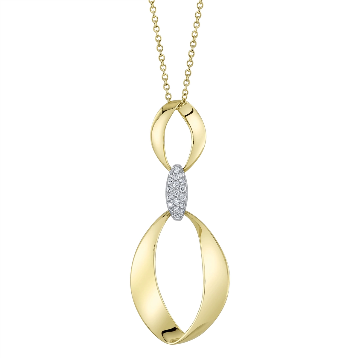 Best necklaces and pendants with gemstone clusters for a bold and colorful effect-14K Yellow and White Gold Double Oval Pendant with White Gold Diamond Connector Necklace