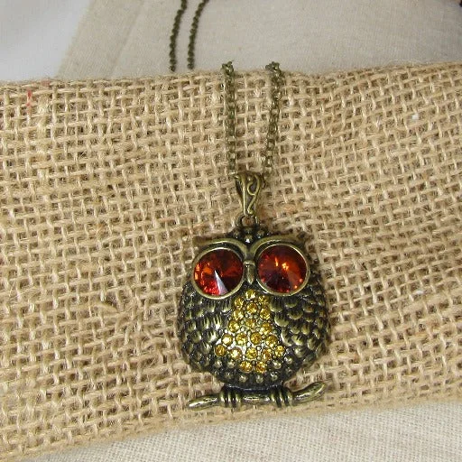 Best necklaces and pendants with adjustable chains for a customizable fit-Antique Brass Pendant Necklace Owl