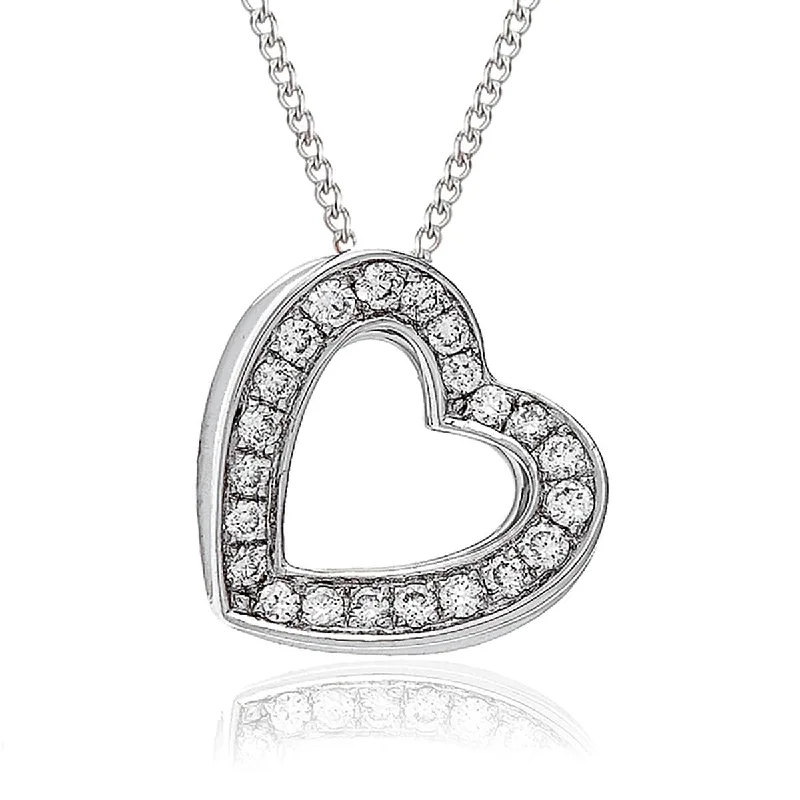 Trendy necklaces and pendants with statement pieces for a bold fashion statement-WHITE GOLD DIAMOND HEART PENDANT