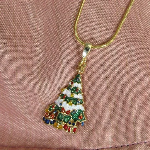 Unique necklaces and pendants with artistic shapes for a creative, one-of-a-kind design-Delicate Christmas Tree Pendant Necklace