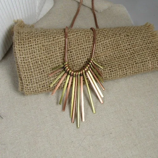 Necklaces and pendants with custom designs for a completely unique jewelry piece-Copper & Brass Unique Fan Pendant Necklace Trendy Style