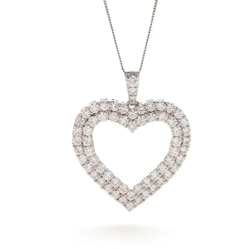 Beautiful necklaces and pendants with moon and star charms for a dreamy effect-Double Line Diamond Heart Pendant