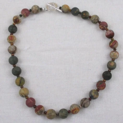 Best necklaces and pendants with oval pendants for a classic, elegant shape-Classic Red Creek Jasper Beaded Gemstone Necklace