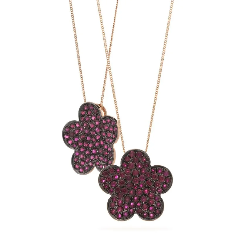 Best necklaces and pendants with crystal accents for a sparkling and elegant style-18ct Yellow Gold Ruby Flower Pendant