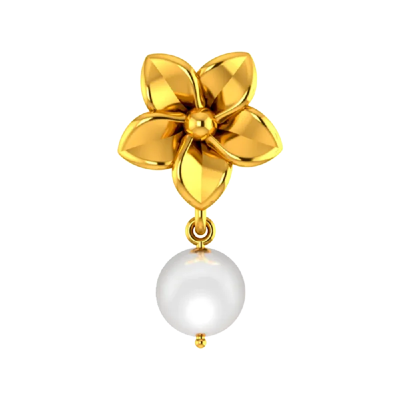 Necklaces and pendants with engraved messages for a deeply personal, sentimental gift-22k Gold Pendant With A Five-petal Floral Design And A Pearl