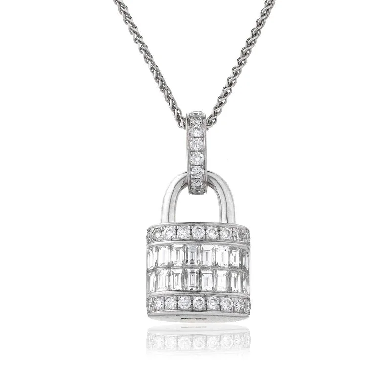 Personalized necklaces and pendants with name engravings for a custom touch-Diamond Cluster Lock Pendant