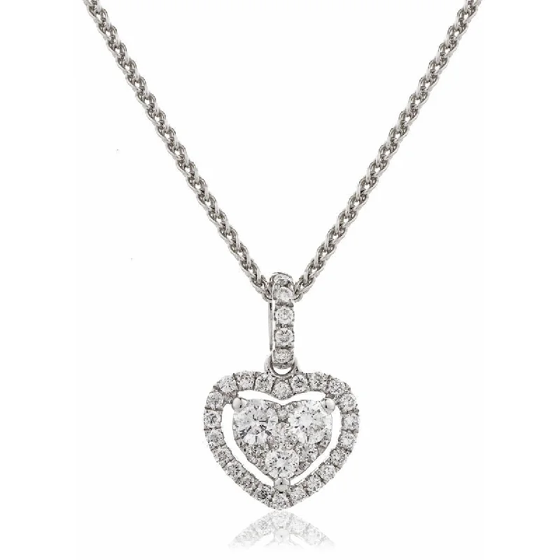 Necklaces and pendants with abstract shapes for a modern, creative appearance-DIAMOND CLUSTER AND HALO HEART PENDANT