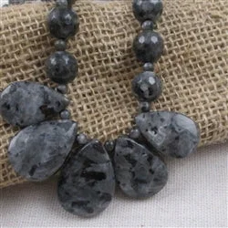 Beautiful necklaces and pendants with moon and star charms for a dreamy effect-Designer Grey & Black Gemstone Laurkite Bib Necklace