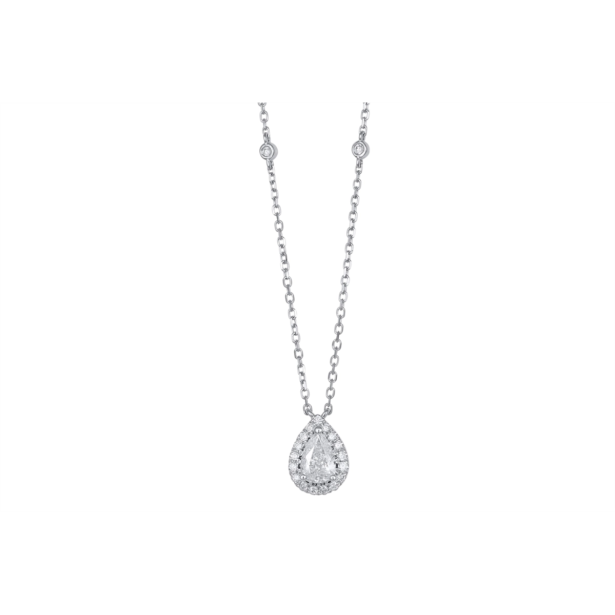 Best necklaces and pendants with opal and gold for a vibrant, luxurious contrast-14K White Gold Pear Diamond with Halo Pendant Necklace