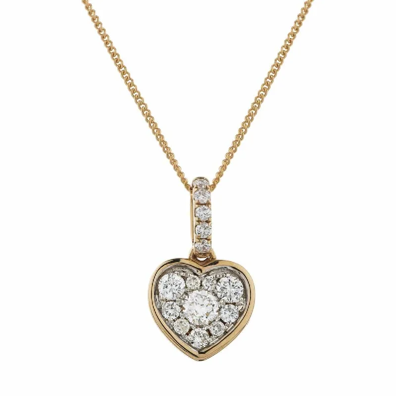 Personalized necklaces and pendants with initials for a customized and meaningful gift-ROSE GOLD HEART DIAMOND CLUSTER PENDANT