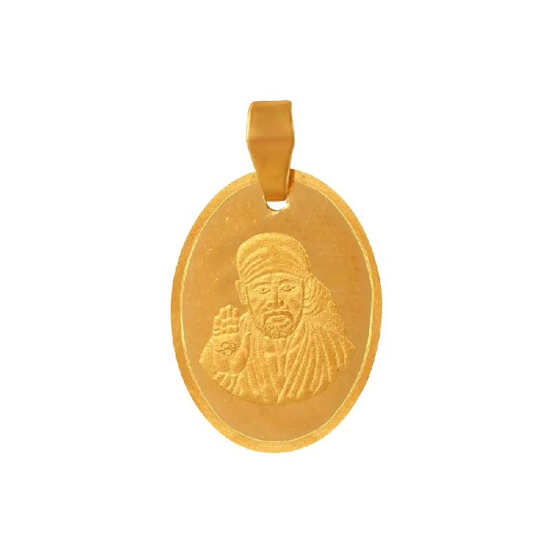 Elegant necklaces and pendants with diamond accents for added sparkle-22k Gold Pendant With An Oval Shape And A Sai Baba Imagery Embedded Within