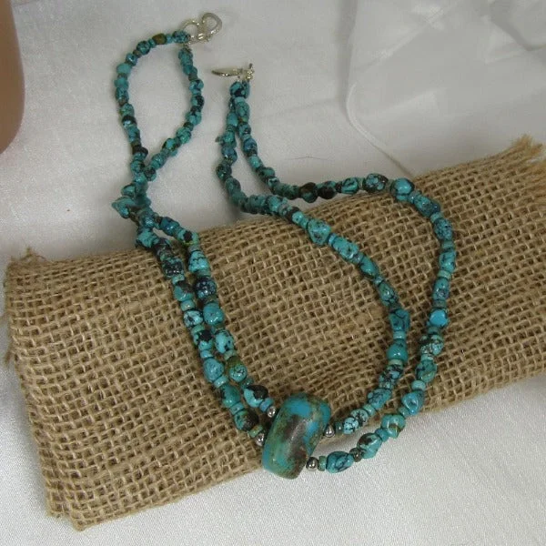 Stunning necklaces and pendants with turquoise and gold for a vibrant, earthy look-Delicate Turquoise Bead  Multi-strand Necklace