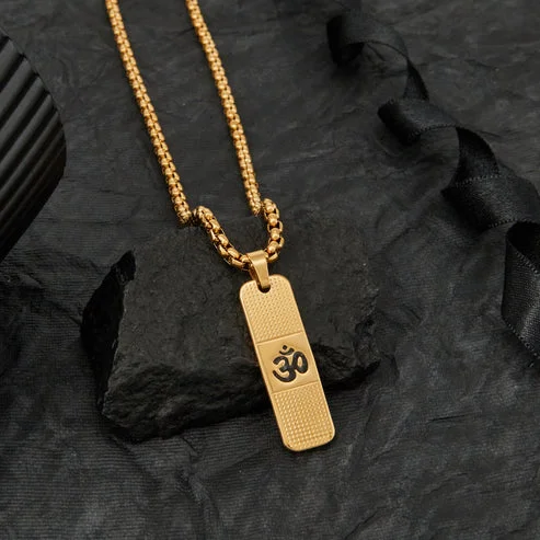 Necklaces and pendants with feather designs for a boho-chic, carefree vibe-24K Gold Plated OM Necklace