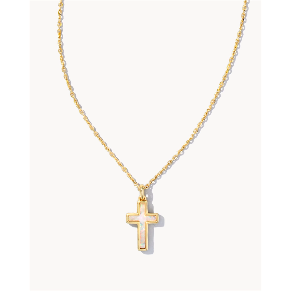 Beautiful necklaces and pendants with geometric shapes for a modern, artistic design-Kendra Scott Cross Pendant Necklace in Gold with White Opal