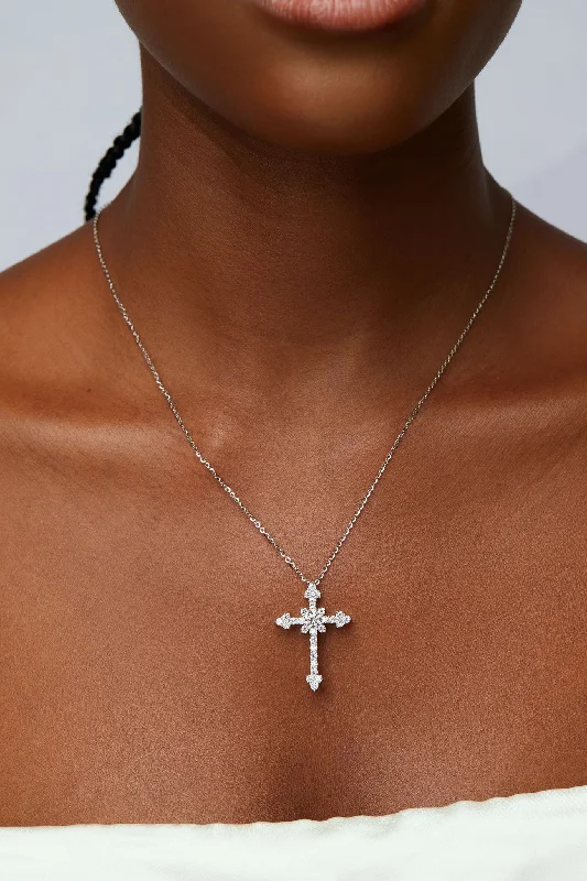 Stunning necklaces and pendants with turquoise and gold for a vibrant, earthy look-Amari Moissanite Cross Necklace in 925 Sterling Silver