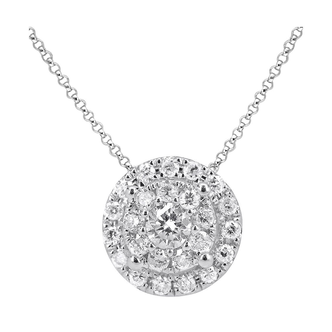 Best necklaces and pendants with adjustable chains for a customizable fit-18K White Gold Diamond Cluster Pendant with Chain