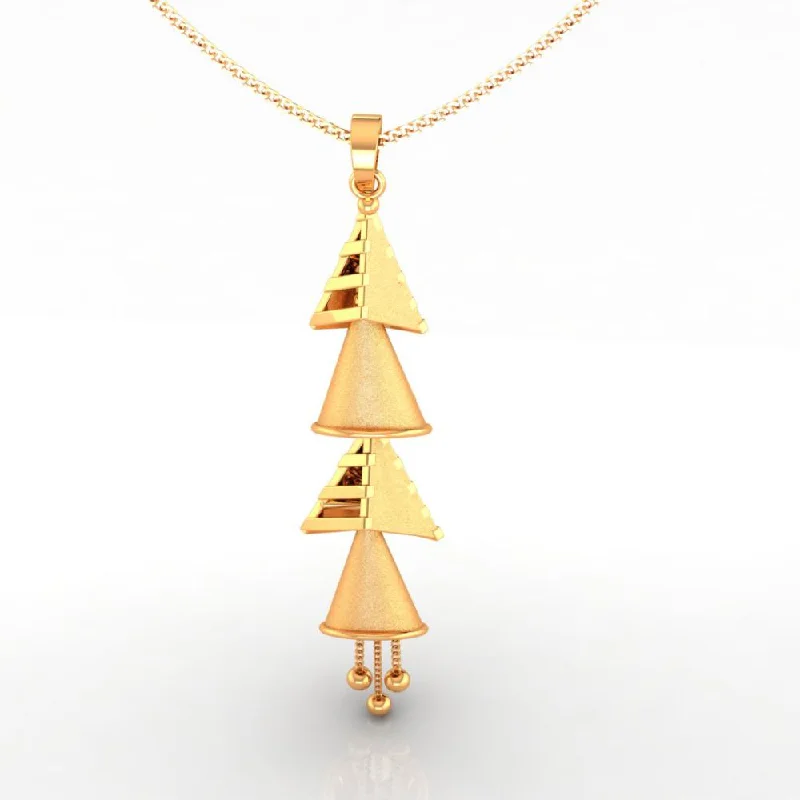 Necklaces and pendants with clear quartz for a pure and radiant look-14k Unique Gold Pendant With Four Hanging Cones