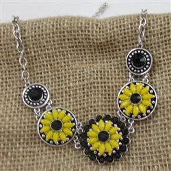 Necklaces and pendants with feather designs for a boho-chic, carefree vibe-Bright Yellow & Black Flower Black Eyed Susan Necklace