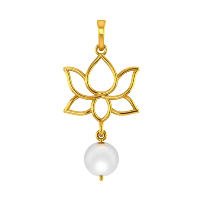 Best necklaces and pendants with layered designs for a chic, stacked look-22k Gold Pendant With A Design Of Lotus And A Pearl Hanging In The Bottom