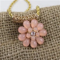 Layered necklaces and pendants for a trendy and fashionable stacked look-Bold Peach Flower Pendant Necklace