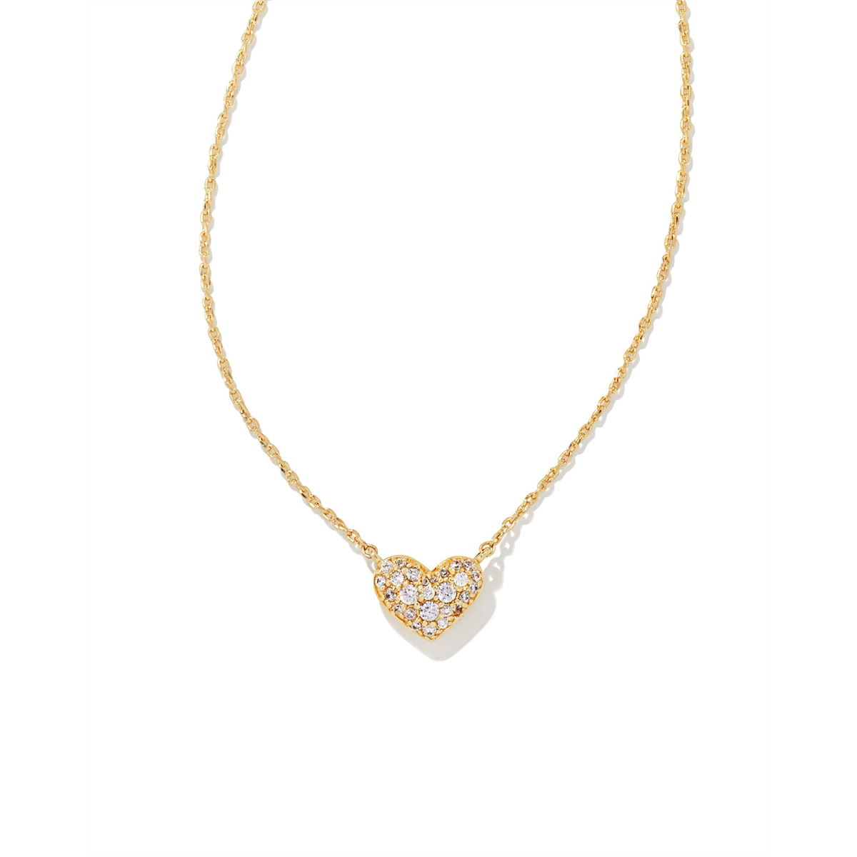 Best necklaces and pendants for everyday wear with minimalist designs-Kendra Scott Ari Pave Crystal Heart Pendant Necklace in Gold with White CZ