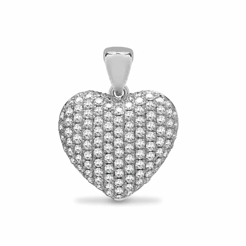 Best necklaces and pendants with black diamonds for an edgy, bold statement-18ct White 0.66ct Diamond Pave Set Heart Pendant