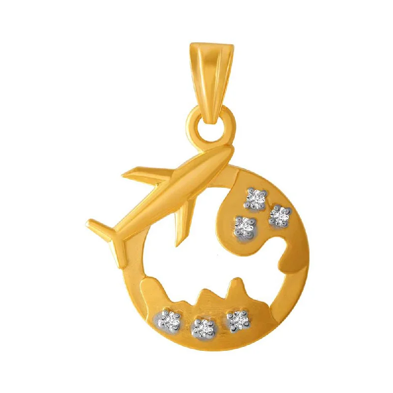 Elegant necklaces and pendants with infinity symbols for timeless designs-14k Earth Style Gold Pendent With A Aeroplane