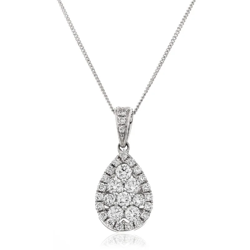 Best necklaces and pendants with intricate filigree for vintage-inspired elegance-Pear Shape Diamond Cluster Pendant