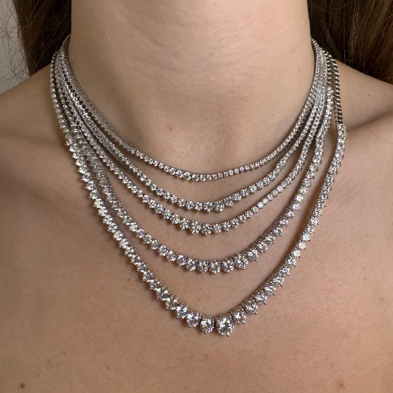 Best necklaces and pendants with layered designs for a chic, stacked look-Round Brilliant Cut Diamond Tennis Necklace NE210018