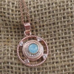 Beautiful necklaces and pendants with diamond-encrusted designs for maximum sparkle-Aqua Crystal  & Rose Gold Pendant Necklace