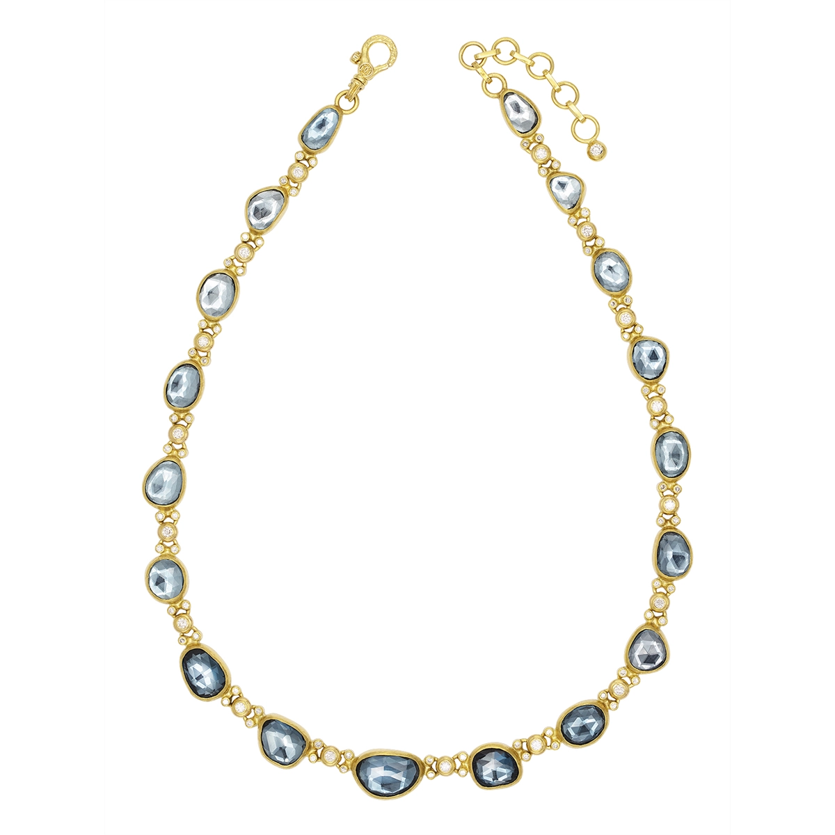 Best necklaces and pendants with matching earrings for a coordinated, elegant look-Gurhan One-of-a-Kind 24K Yellow Gold Rose Cut London Blue Topaz and Round Bezel Set Necklace with 22K Lobster Clasp