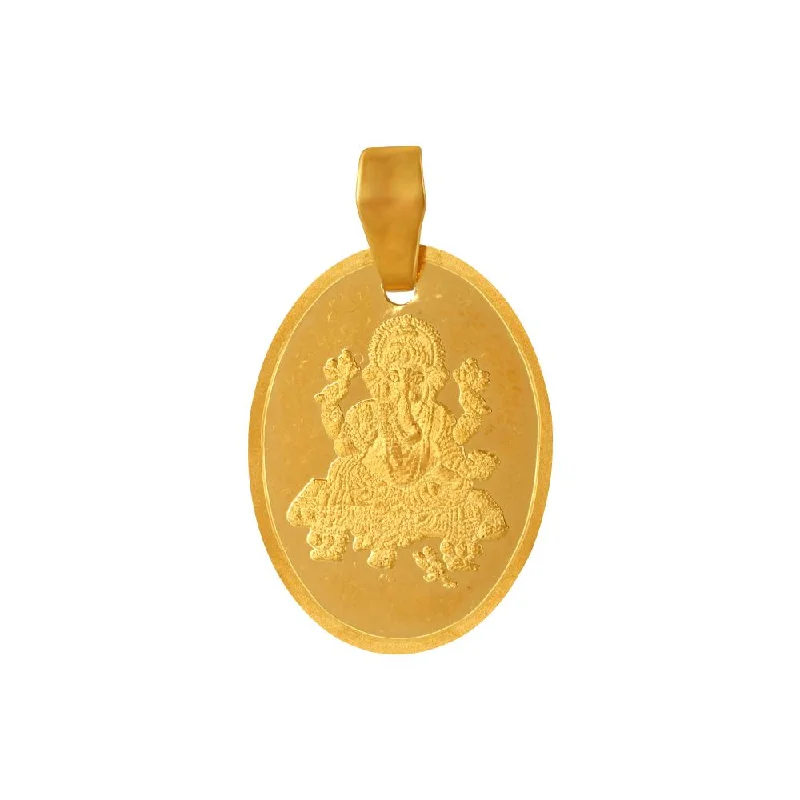 Beautiful necklaces and pendants with moonstone for an ethereal, mystical appearance-22k Gold Pendant With An Oval Shape And A Lord Ganesha Imagery Embedded Within