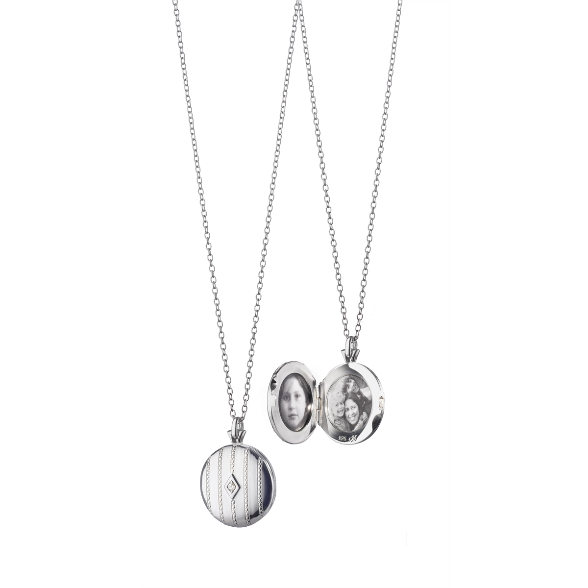 Stunning necklaces and pendants with birthstone pendants for a personal touch-Monica Rich Kosann Sterling Silver Round Bead Locket Necklace with Diamond