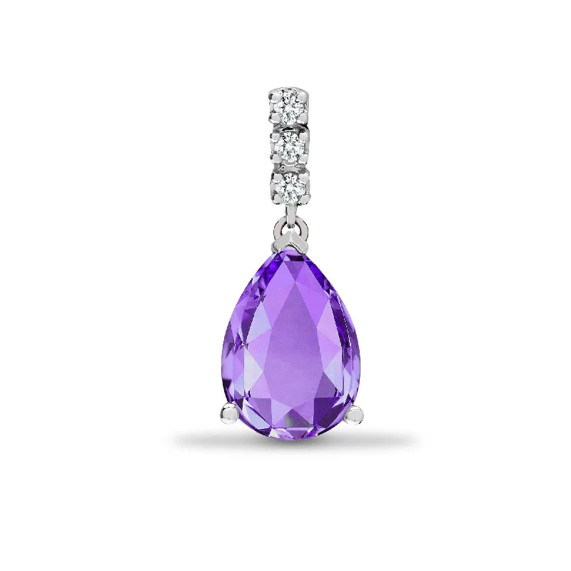 Best necklaces and pendants with adjustable chains for a customizable fit-18ct White Gold Diamond And Amethyst Pendant