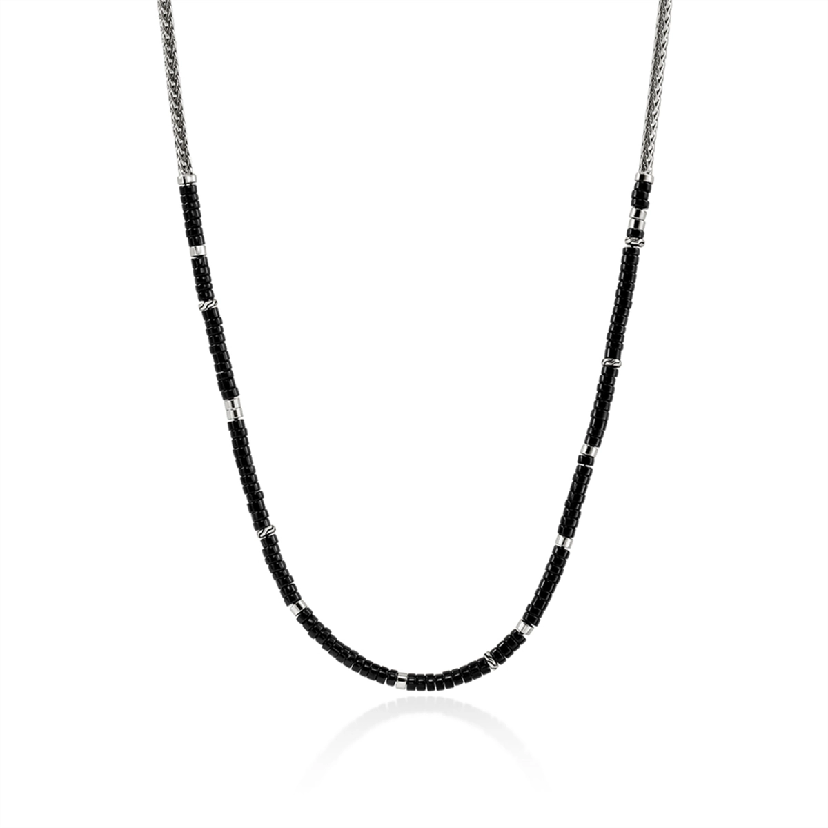 Necklaces and pendants with ocean-inspired designs for a refreshing, beachy feel-John Hardy Heishi Silver Necklace with Treated Black Onyx Beads