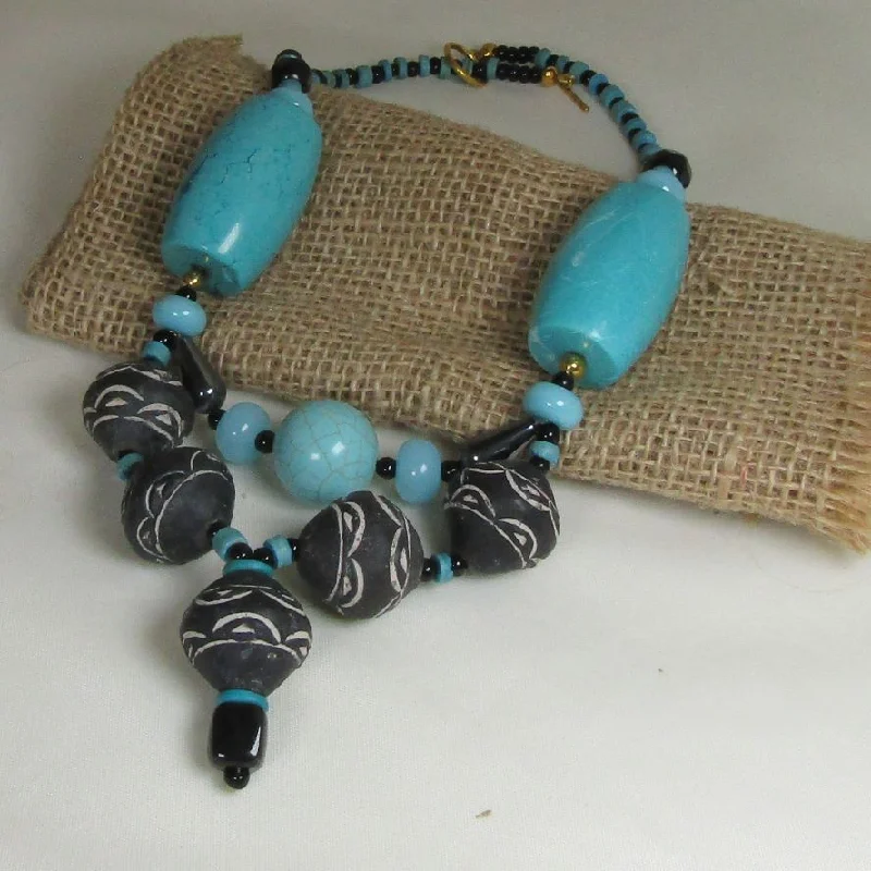 Stunning necklaces and pendants with birthstone pendants for a personal touch-Bold Tribal Designed Beaded Necklace