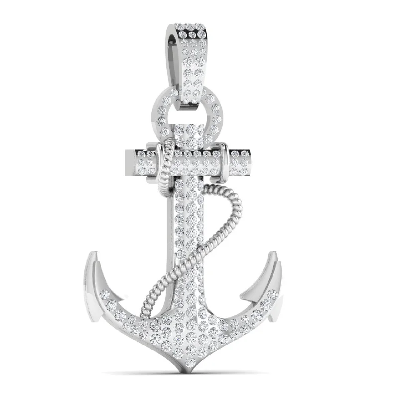 Best necklaces and pendants with seashell designs for a tropical, beachy vibe-Anchor CZ Pendant Necklace in 925 Sterling Silver