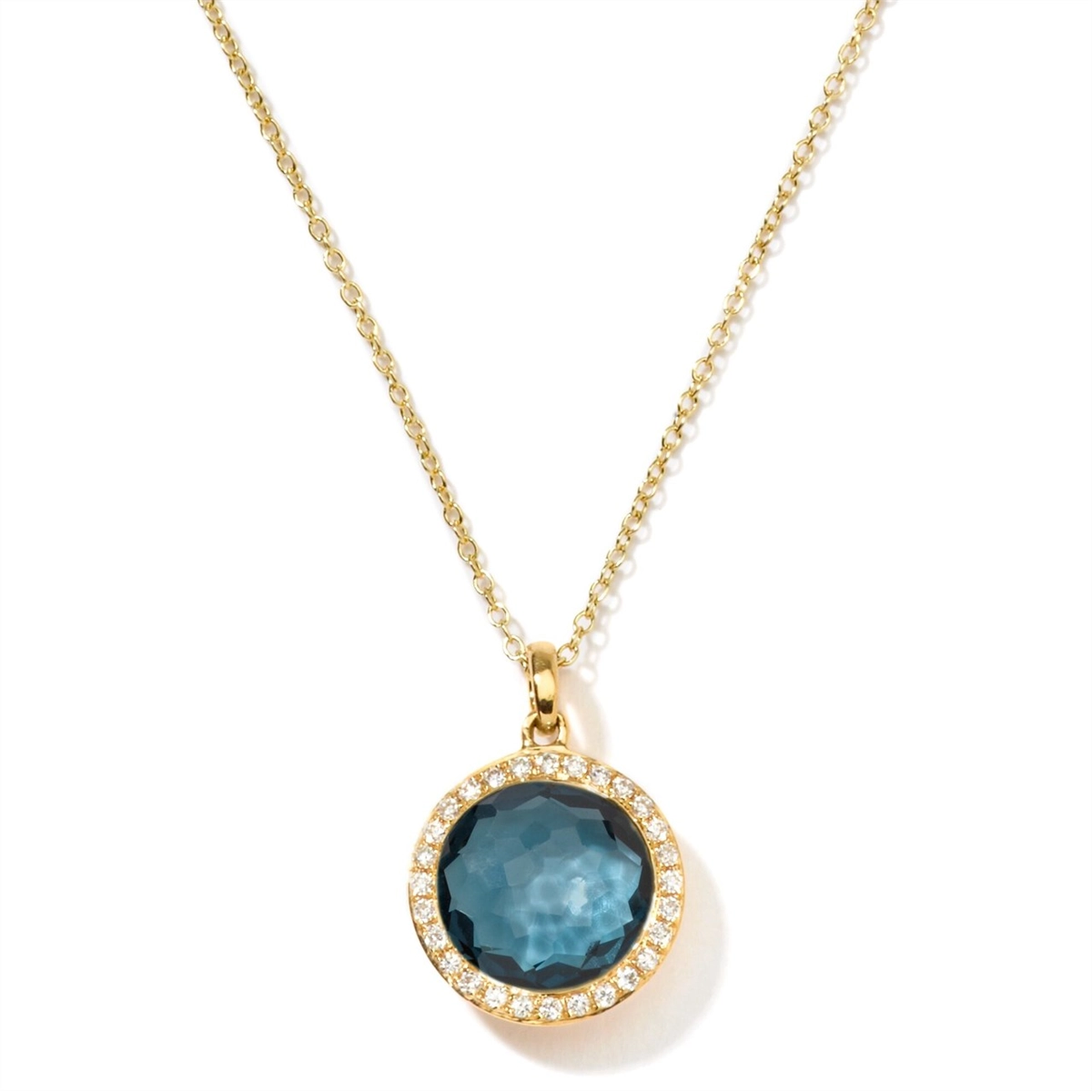 Necklaces and pendants with leaf-shaped designs for an earthy, organic feel-Ippolita 18K Yellow Gold Mini Lollipop Pendant Necklace in London Blue Topaz with Diamonds, 16-18 inch