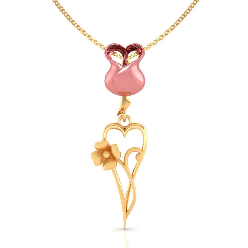 Necklaces and pendants with diamond pendants for a luxurious sparkling effect-22k Pink Yellow With Heart And Flower Style Gold Pendant