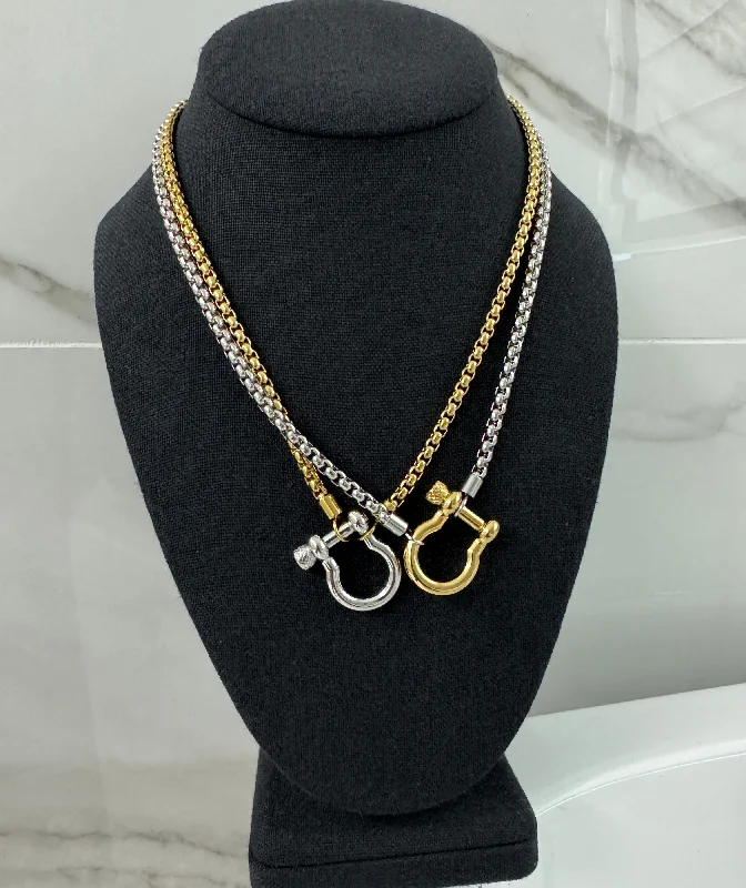 Best necklaces and pendants with rose gold for a warm and romantic appeal-Double the Horseshoe Necklace Stack