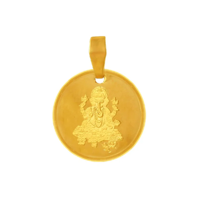 Unique necklaces and pendants with engraved messages for a sentimental gift-22k Gold Pendant With An Oval Shape And A Lord Ganesha Imagery Embedded Within