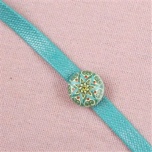 Best necklaces and pendants with cross pendants for a spiritual, meaningful symbol-Aqua Ribbon Choker Necklace  Floral Bead Accent