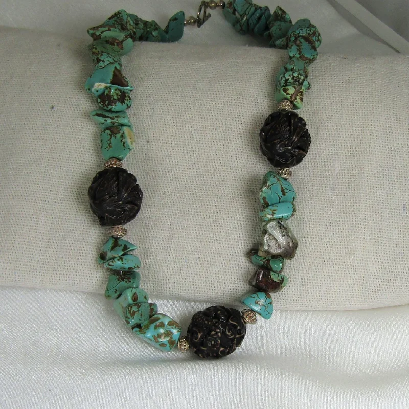 Necklaces and pendants with lock and key designs for a symbolic gesture-Chunky Turquoise Nugget Necklace